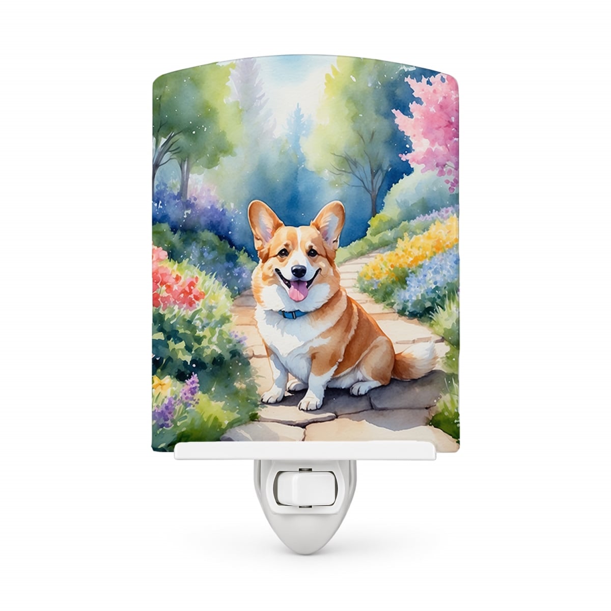 DAC6609CNL 6 x 4 in. Corgi Spring Path Ceramic Night Light