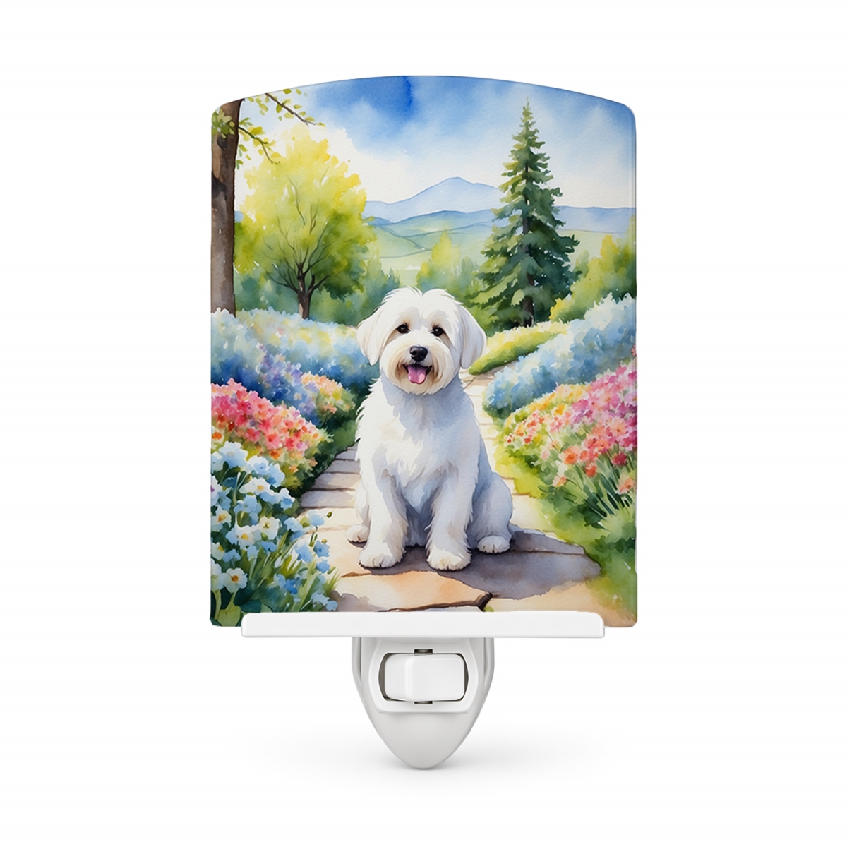 DAC6611CNL 6 x 4 in. Coton De Tulear Spring Path Ceramic Night Light
