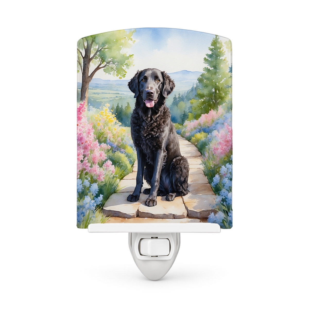 DAC6612CNL 6 x 4 in. Curly-Coated Retriever Spring Path Ceramic Night Light