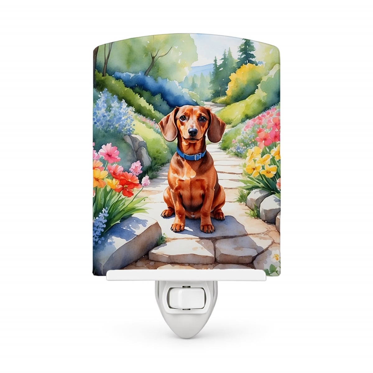 DAC6613CNL 6 x 4 in. Dachshund Spring Path Ceramic Night Light