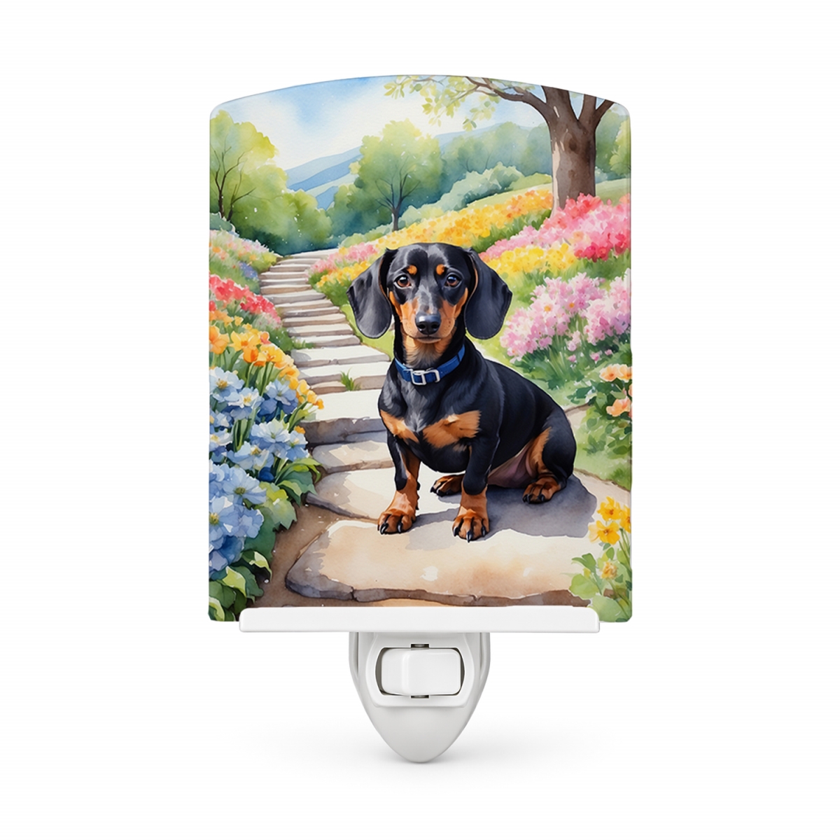 DAC6614CNL 6 x 4 in. Dachshund Spring Path Ceramic Night Light