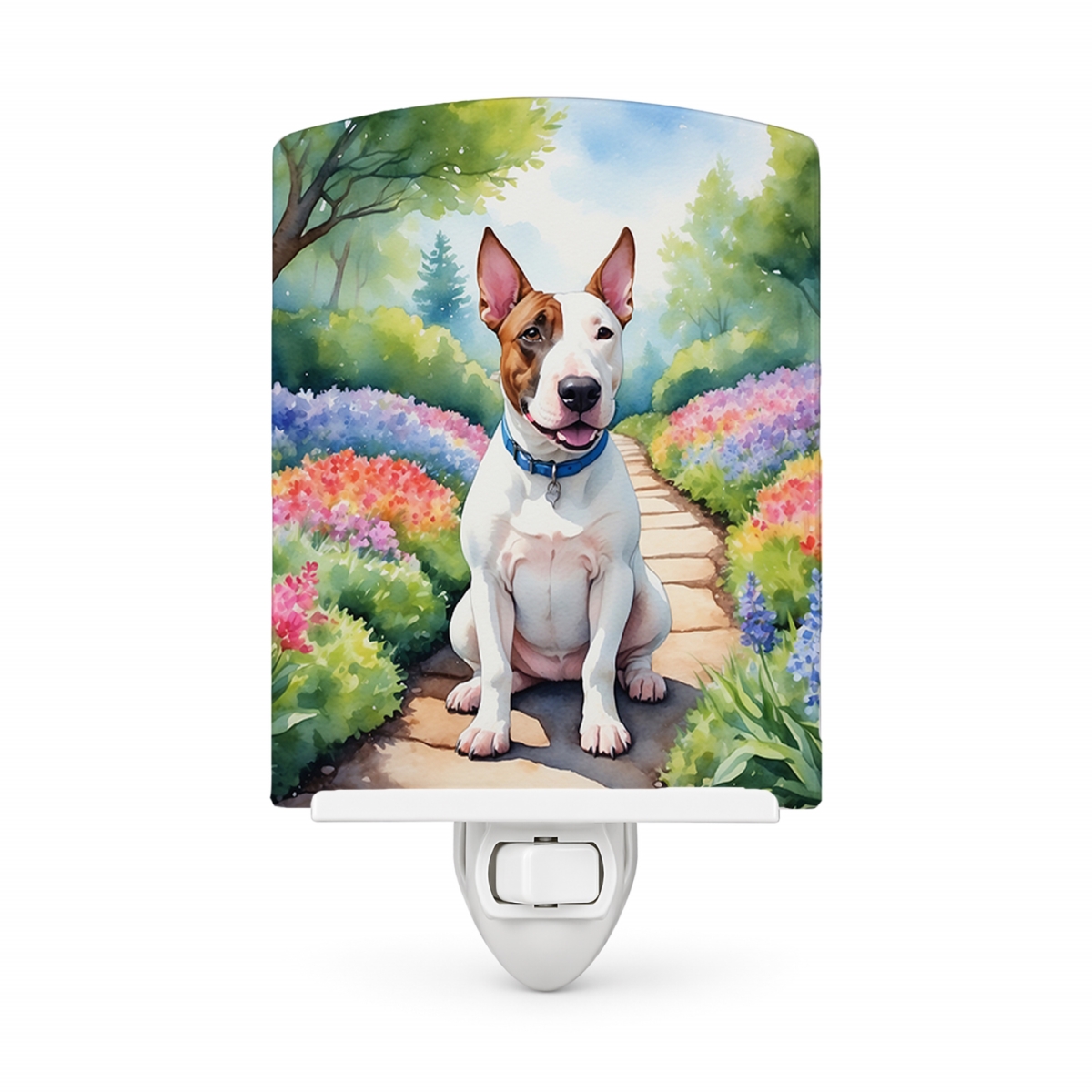 DAC6619CNL 6 x 4 in. English Bull Terrier Spring Path Ceramic Night Light