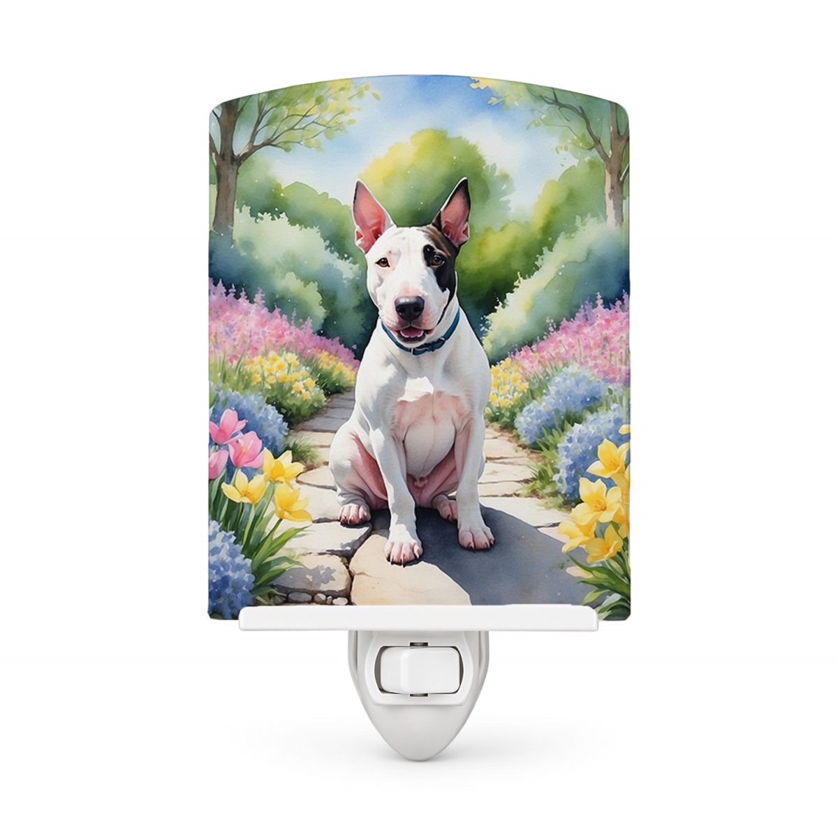 DAC6620CNL 6 x 4 in. English Bull Terrier Spring Path Ceramic Night Light