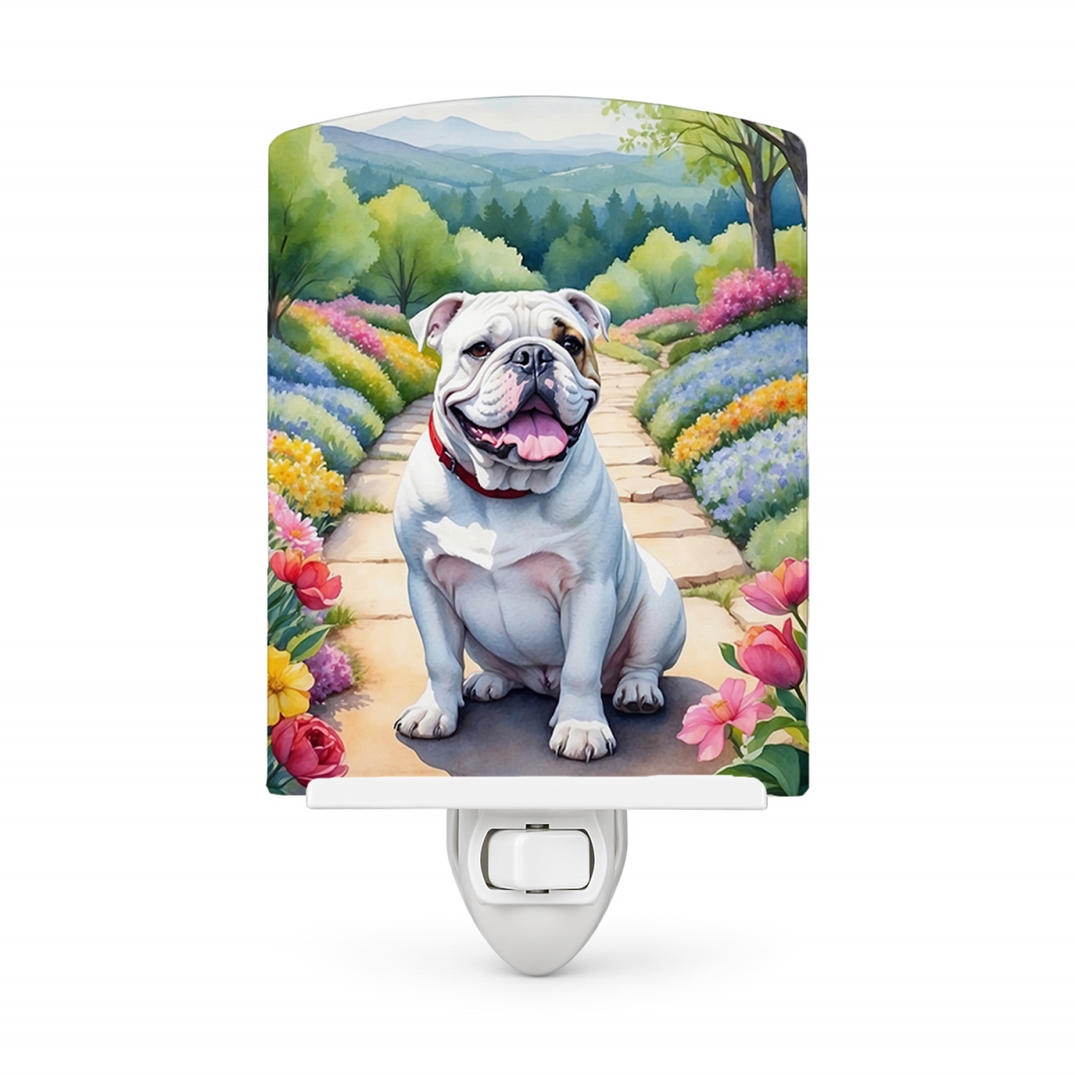 DAC6621CNL 6 x 4 in. English Bulldog Spring Path Ceramic Night Light