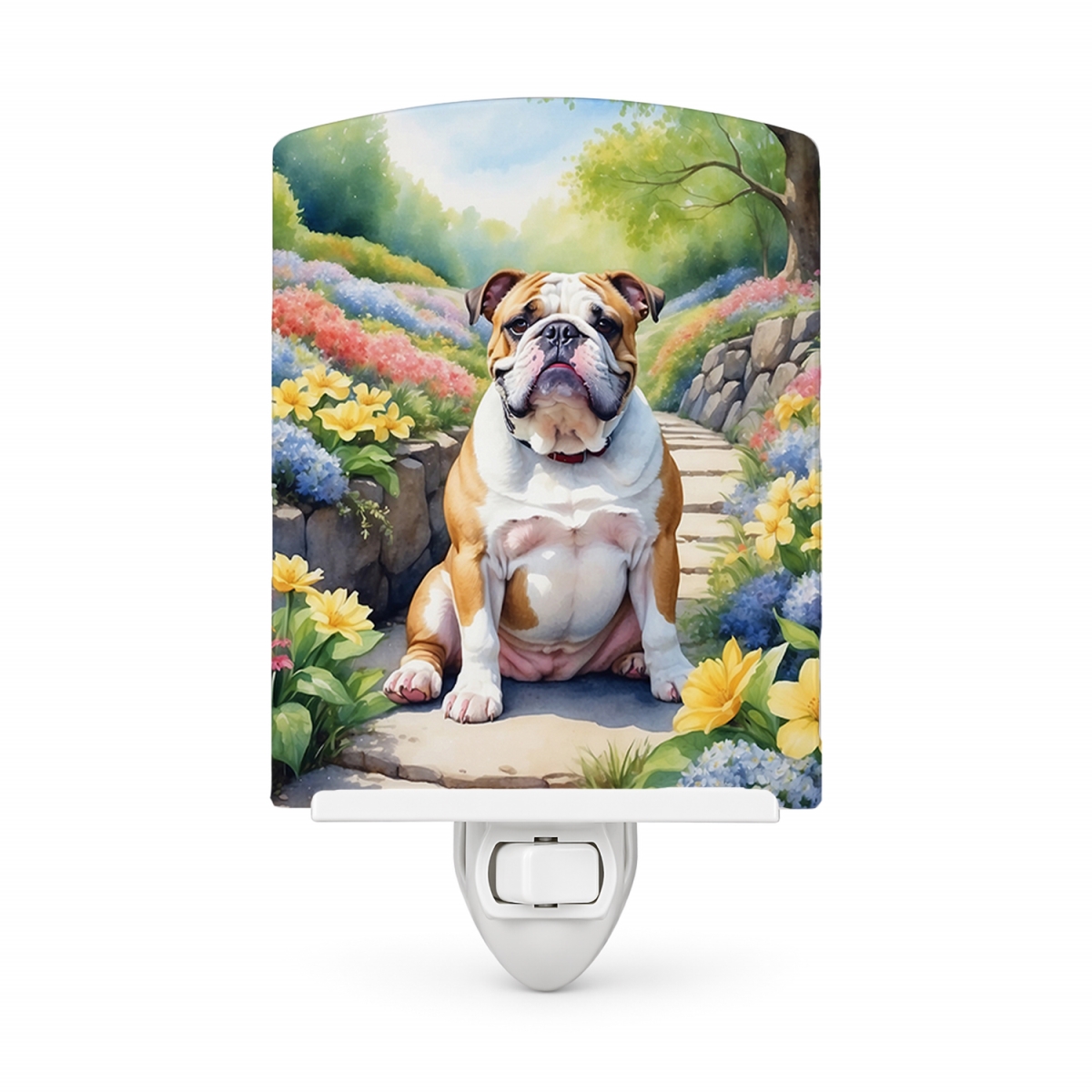 DAC6622CNL 6 x 4 in. English Bulldog Spring Path Ceramic Night Light