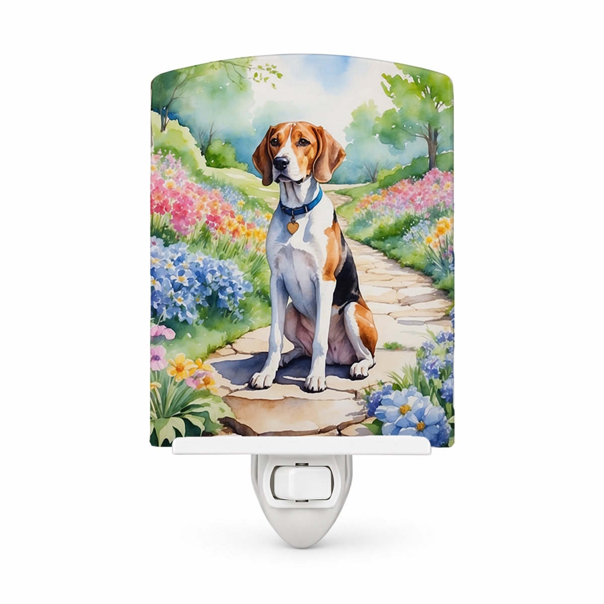 DAC6623CNL 6 x 4 in. English Foxhound Spring Path Ceramic Night Light