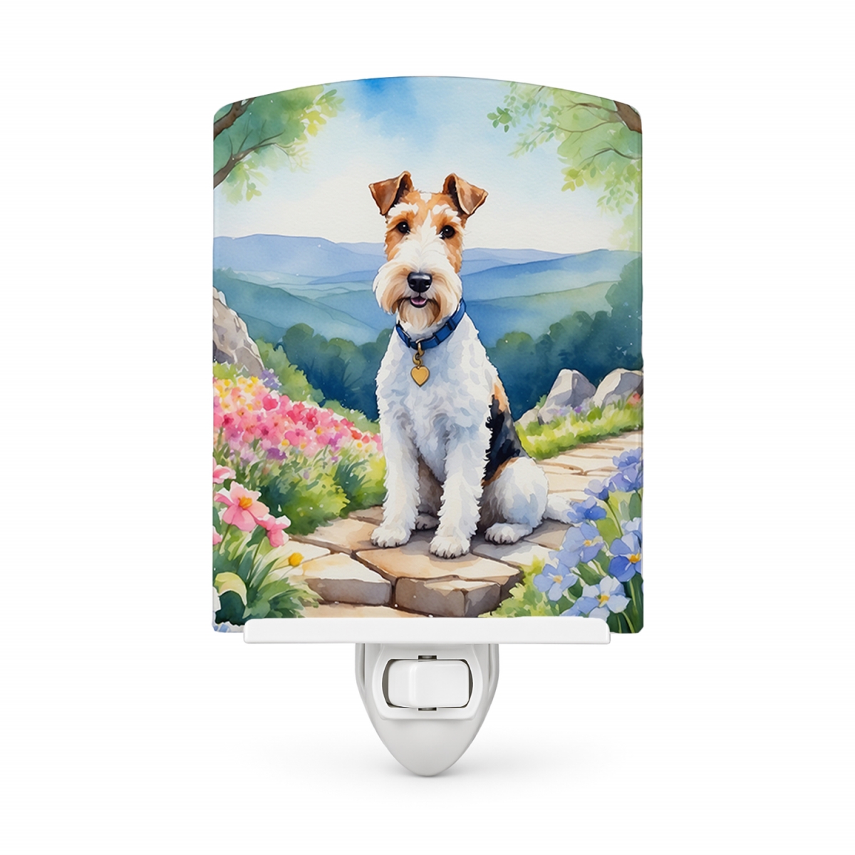 DAC6627CNL 6 x 4 in. Fox Terrier Spring Path Ceramic Night Light