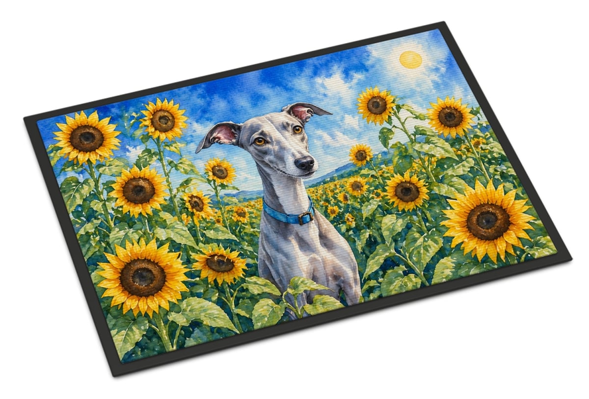 DAC6176MAT 18 x 27 in. Whippet in Sunflowers Doormat