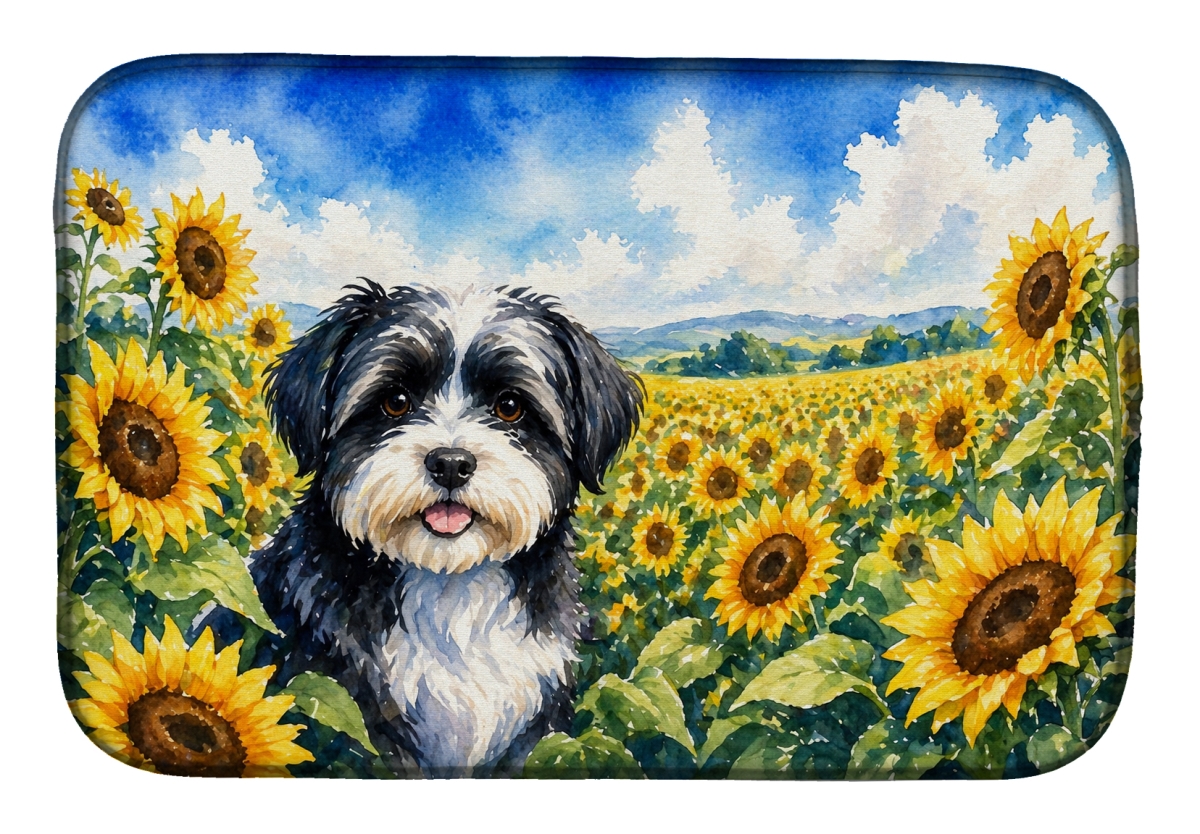DAC6097DDM 21 x 14 in. Havanese in Sunflowers Dish Drying Mat