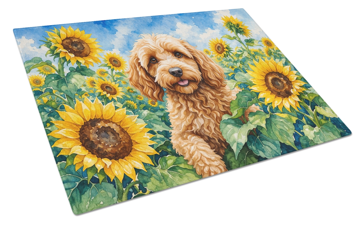 DAC6057LCB 11.25 x 15.25 in. Cockapoo in Sunflowers Cutting Board
