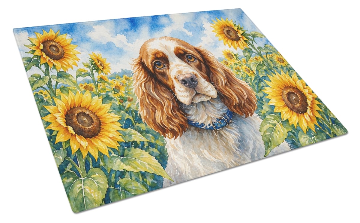DAC6058LCB 11.25 x 15.25 in. Cocker Spaniel in Sunflowers Cutting Board