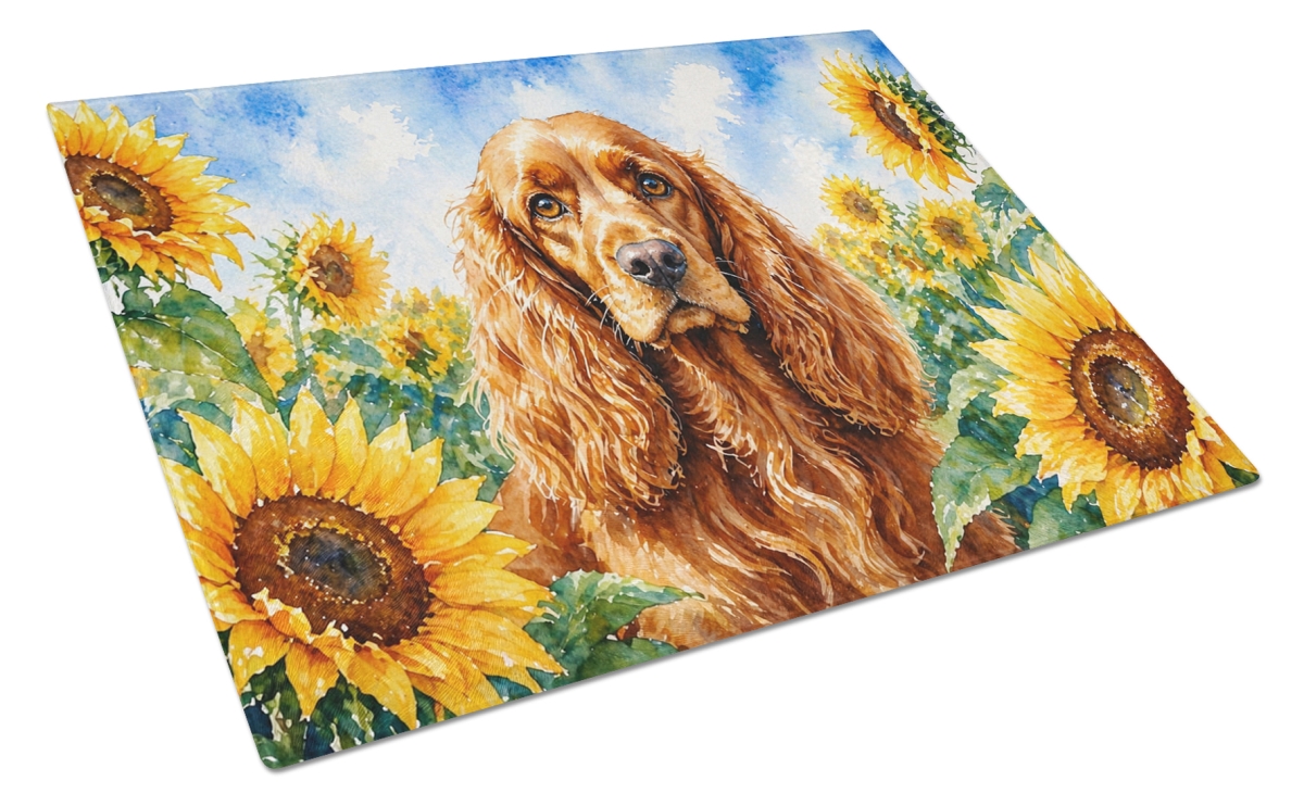 DAC6059LCB 11.25 x 15.25 in. Cocker Spaniel in Sunflowers Cutting Board