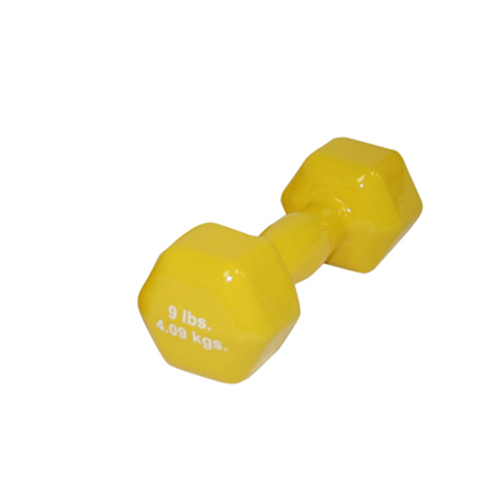 RedMoby CanDo-10-0558-1 9 lbs Vinyl Coated Cast Iron Dumbbell - Yellow