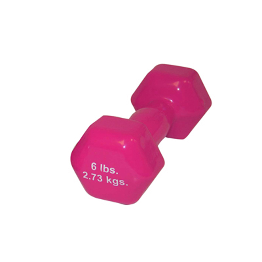 RedMoby CanDo-10-0555-1 6 lbs Vinyl Coated Cast Iron Dumbbell - Red