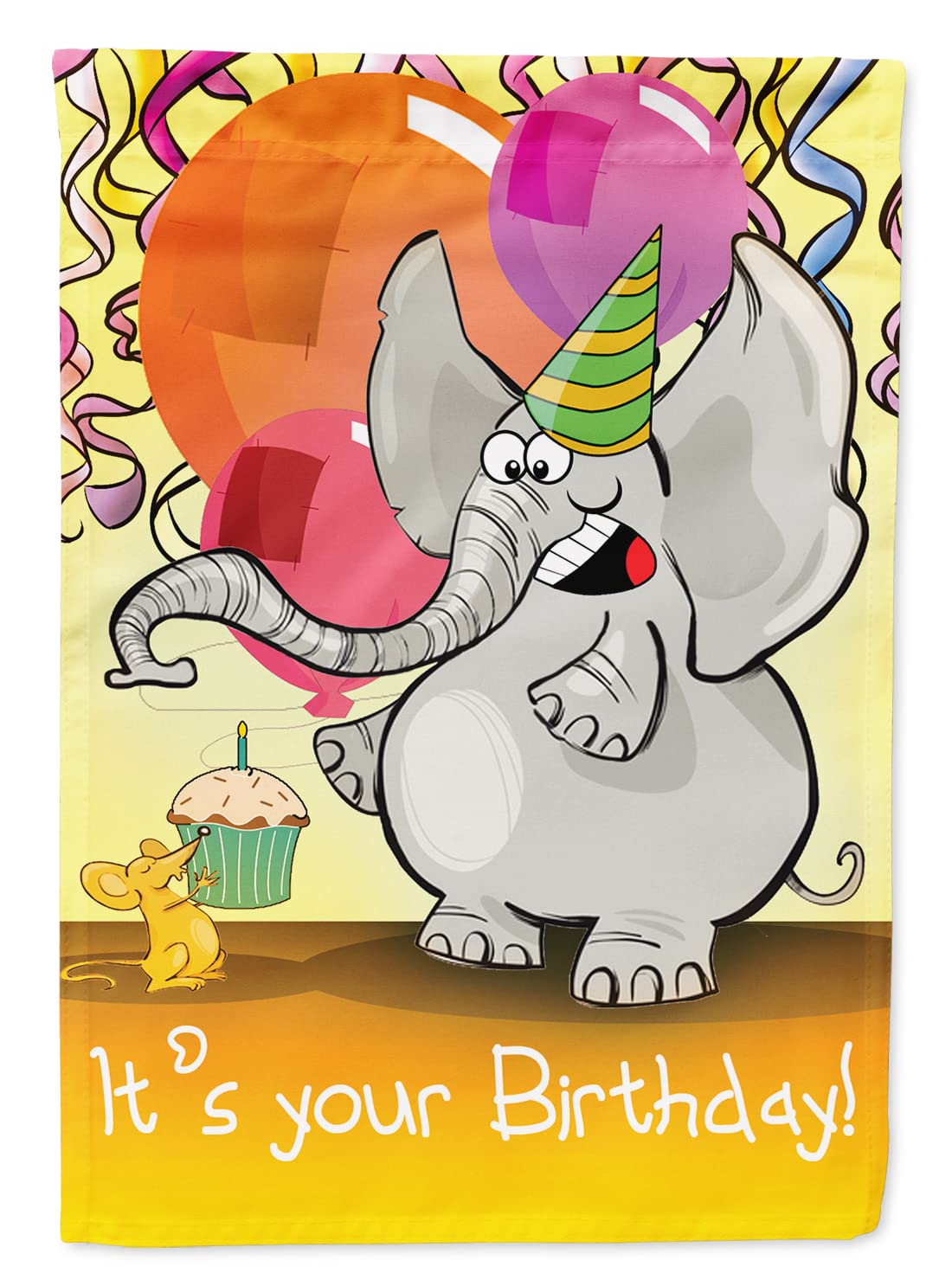 APH7228CHF Happy Birthday Elephand Flag Canvas House Size