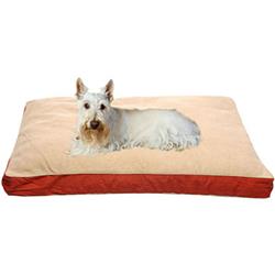 Picture of Carolina Pet 012000 Four Season Poly Fill Jamison Pet Bed with Cashmere Berber Top & Contrast Cording - Barn Red with Khaki Cord&#44; Small