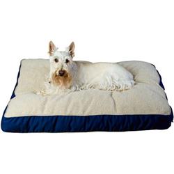 Picture of Carolina Pet 012020 Four Season Poly Fill Jamison Pet Bed with Cashmere Berber Top & Contrast Cording - Blue with Khaki Cord&#44; Small