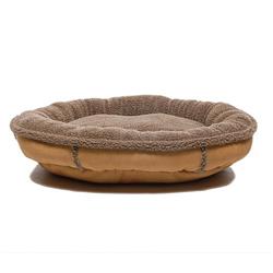 Picture of Carolina Pet 014500 F Faux Suede & Tipped Berber Round Orthopedic Foam Comfy Cup Bed - Saddle&#44; Small