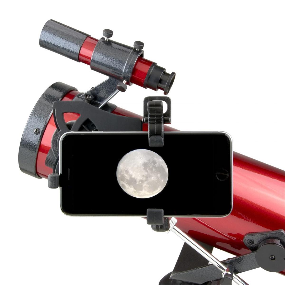 Picture of Carson RP-100SP 78 x 76 mm Newtonian Reflector Telescope with Universal Smartphone Digiscoping Adapter&#44; Red