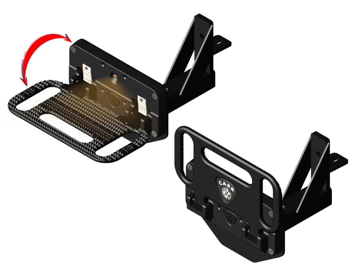 196001 HD Mega Ladder Rack Single Step - Black - Chevy Express-GMC Savana - LED illuminated Single Step Surface