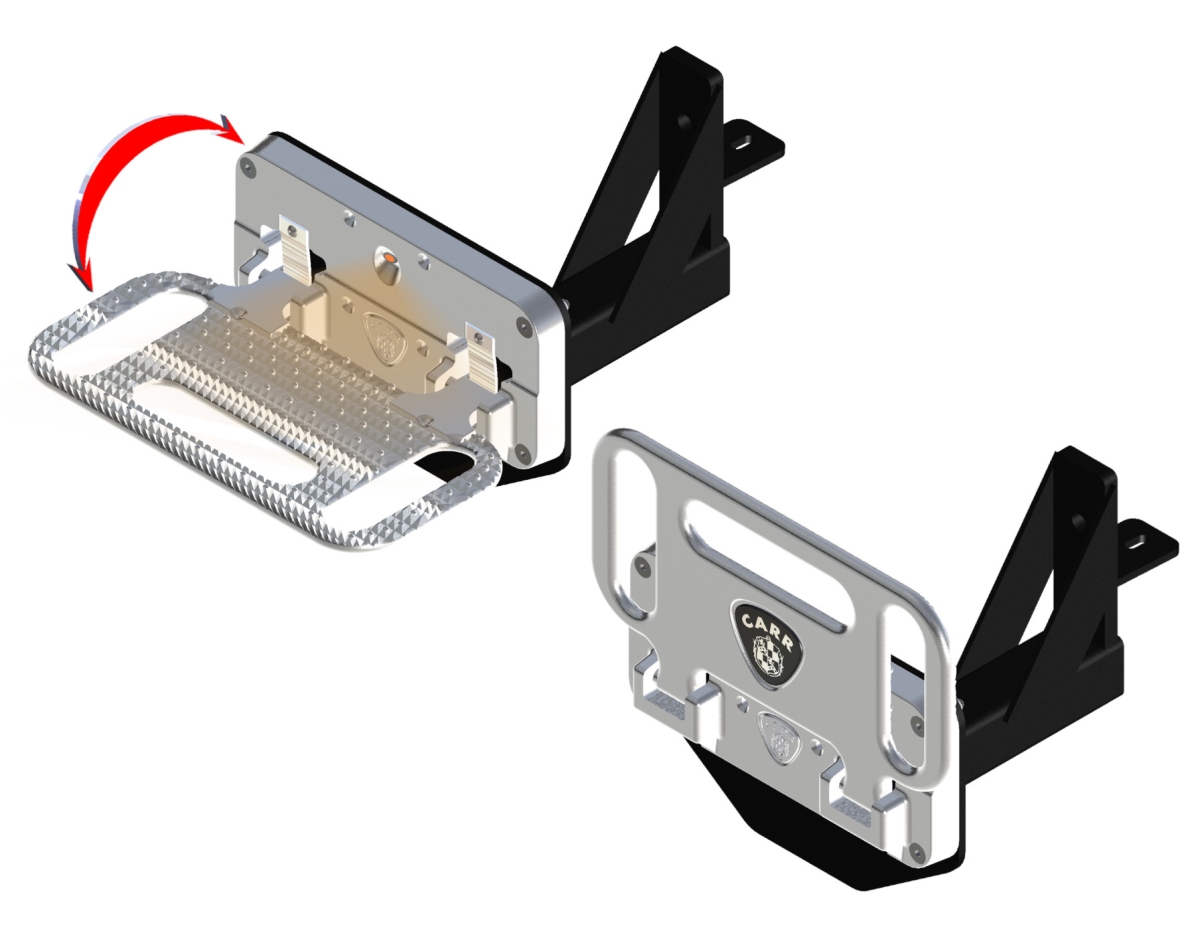 196002 HD Mega Ladder Rack Single Step - Polish - Chevy Express-GMC Savana - LED illuminated Step Surface