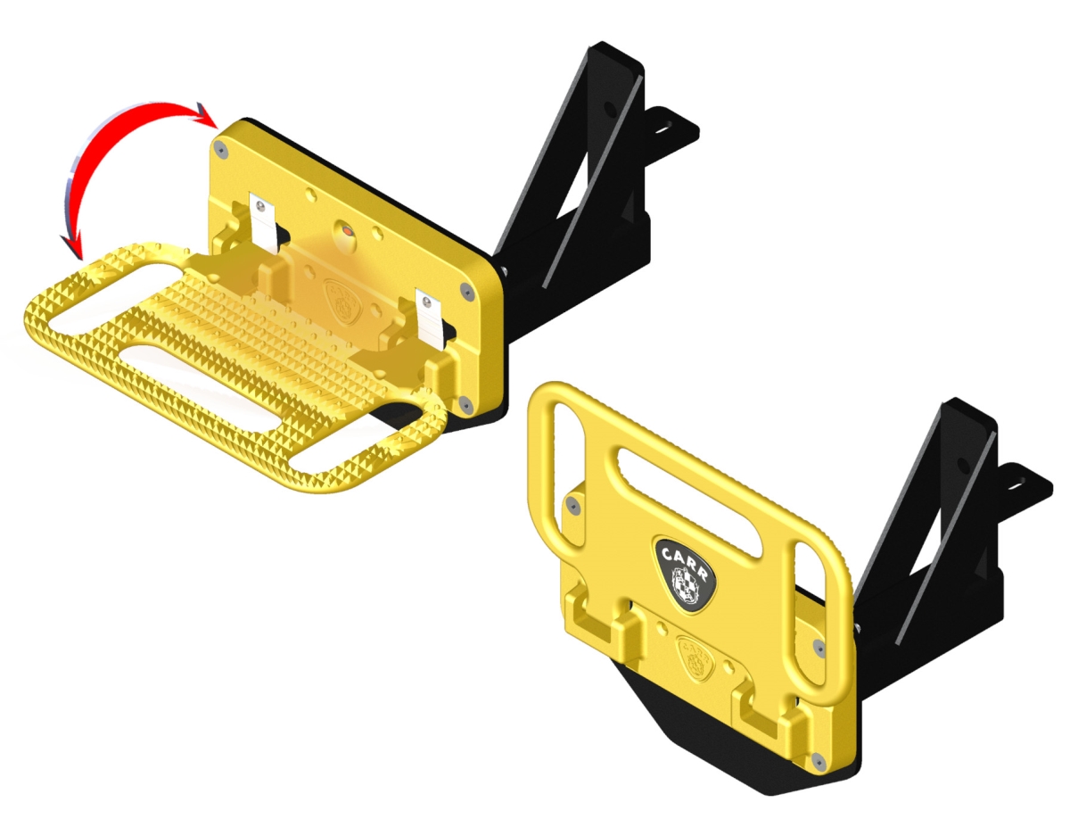 196007 HD Mega Ladder Rack Single Step - Safety Yellow - Chevy Express-GMC Savana - LED illuminated Step Surface