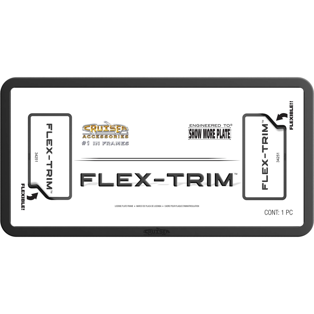 Cruiser Accessories 34251 Flex-Trim License Plate Frame, Black