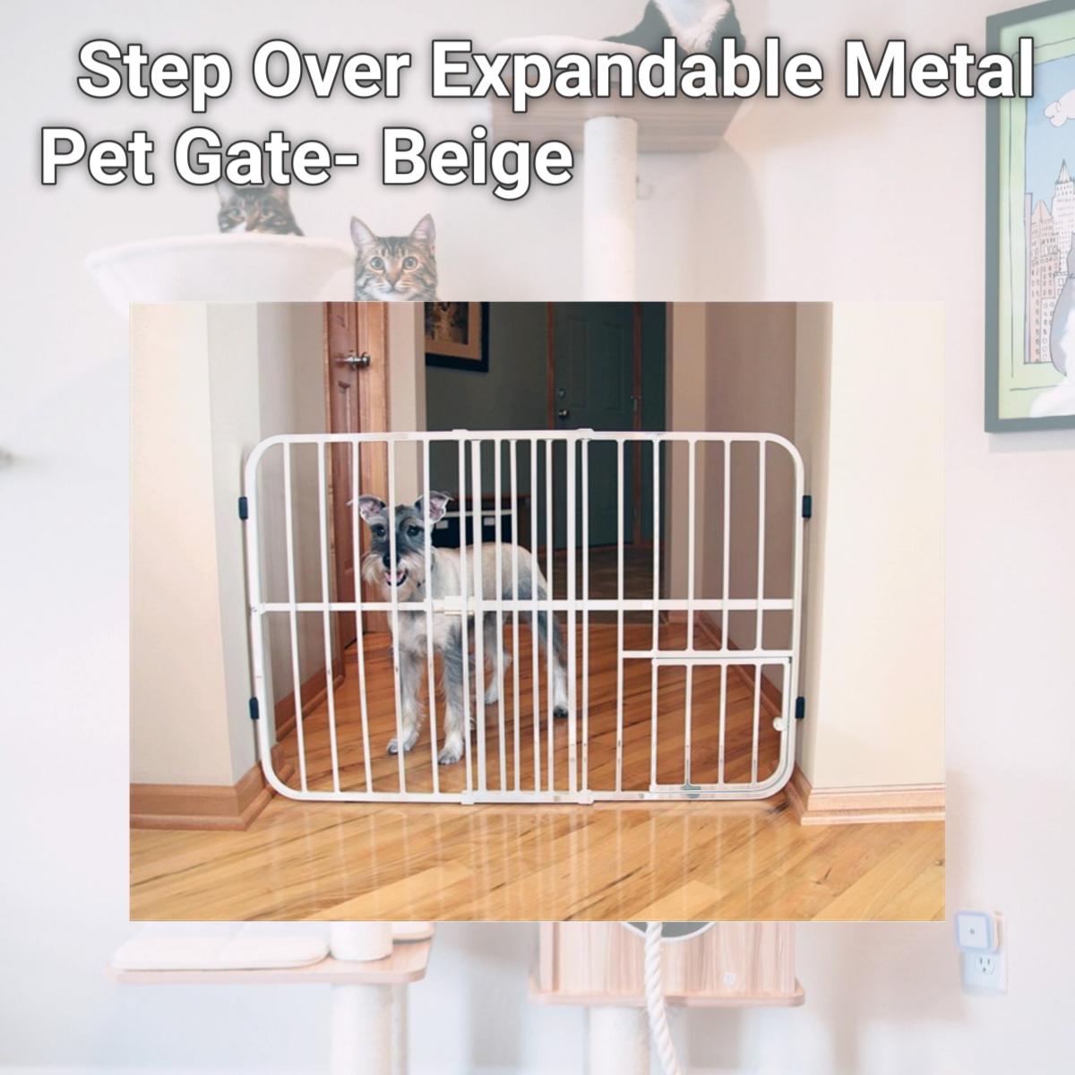Picture of Carlson 0624DS Step Over Expandable Metal Pet Gate- Beige