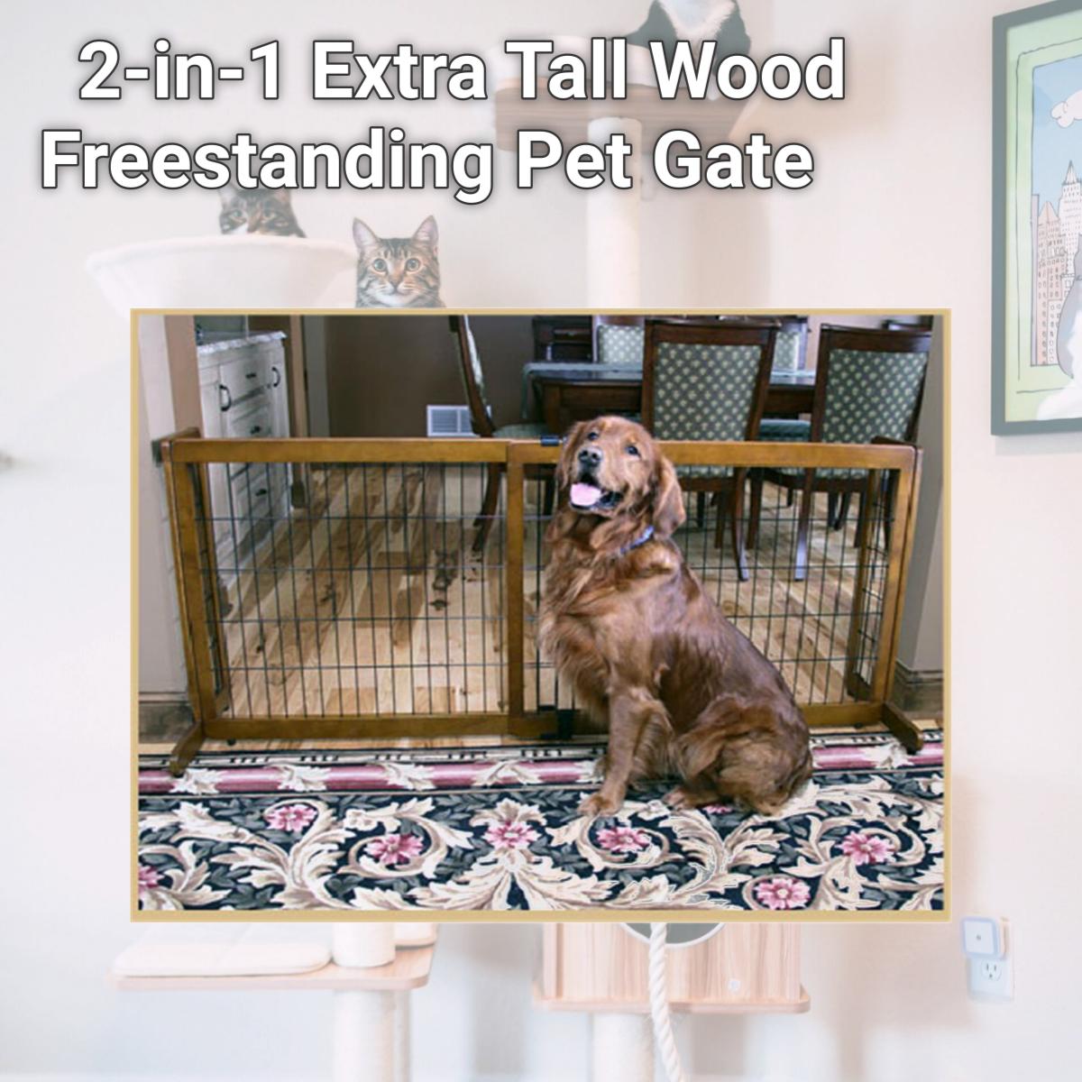 Picture of Carlson 2870DS 2-in-1 Extra Tall Wood Freestanding Pet Gate