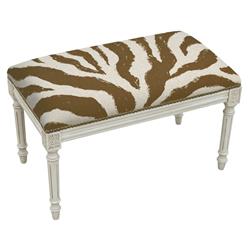 Picture of 123 Creations CS009WBCBR Brown Zebra Stripes Upholstered Linen Solid Wood Bench with Nailheads - Antique White