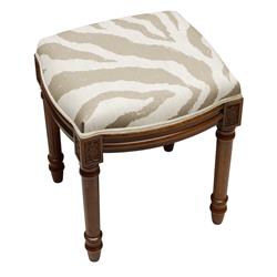 Picture of 123 Creations FS009XXLT Taupe Zebra Stripe Upholstered Wooden Vanity Stool, Wood Stain