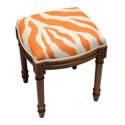 Picture of 123 Creations FS009XXOR Orange Zebra Stripe Upholstered Wooden Vanity Stool, Wood Stain