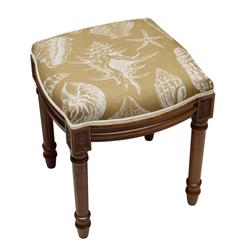 Picture of 123 Creations FS020XXBE Tan Seashells Upholstered Wooden Vanity Stool, Wood Stain