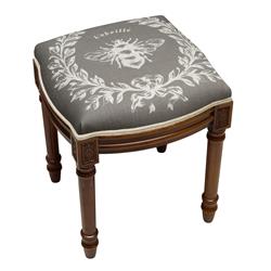 Picture of 123 Creations FS049XXGY Grey Bee Upholstered Wooden Vanity Stool, Wood Stain