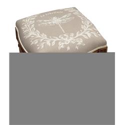 Picture of 123 Creations FS050XXLT Taupe Dragonfly Upholstered Wooden Vanity Stool, Wood Stain