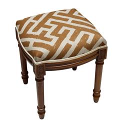 Picture of 123 Creations FS069XXCA Caramel Lattice Upholstered Wooden Vanity Stool, Wood Stain