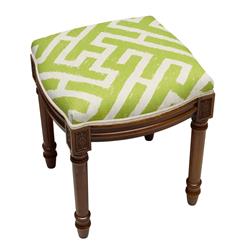 Picture of 123 Creations FS069XXCH Chartreuse Lattice Upholstered Wooden Vanity Stool, Wood Stain