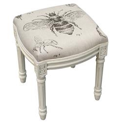 Picture of 123 Creations WFS016XXGY Bee Study Upholstered Wooden Vanity Stool&#44; Antique White