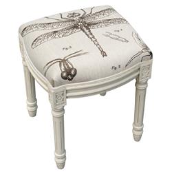 Picture of 123 Creations WFS018XXGY Dragonfly Study Upholstered Wooden Vanity Stool&#44; Antique White