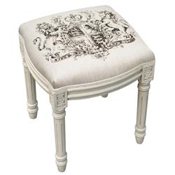 Picture of 123 Creations WFS029XXGY Royal Crest Upholstered Wooden Vanity Stool&#44; Antique White