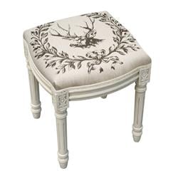 Picture of 123 Creations WFS038XXGY Elk Upholstered Wooden Vanity Stool, Antique White