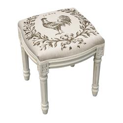 Picture of 123 Creations WFS039XXGY Rooster Upholstered Wooden Vanity Stool&#44; Antique White