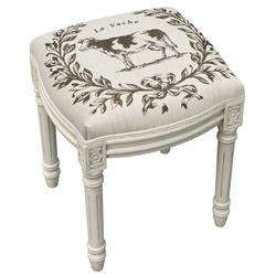 Picture of 123 Creations WFS040XXGY Cow Upholstered Wooden Vanity Stool&#44; Antique White
