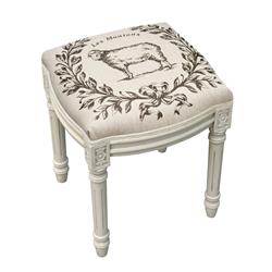Picture of 123 Creations WFS041XXGY Sheep Upholstered Wooden Vanity Stool&#44; Antique White