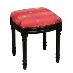 Picture of 123 Creations C696BFS Red Butterfly Upholstered Vanity Stool&#44; Black