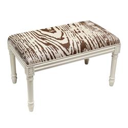 Picture of 123 Creations WBC026XXBR Brown Faux Bois Upholstered Wooden Bench&#44; Antique White