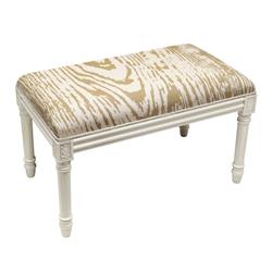 Picture of 123 Creations WBC026XXBE Tan Faux Bois Upholstered Wooden Bench&#44; Antique White