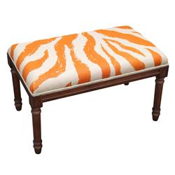 Picture of 123 Creations BC009XXOR Orange Zebra Stripe Upholstered Wooden Bench&#44; Wood Stain