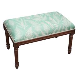 Picture of 123 Creations BC110XXAQ Aqua Fern Upholstered Wooden Bench, Wood Stain