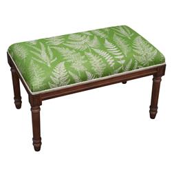 Picture of 123 Creations BC110XXJG Jade Green Fern Upholstered Wooden Bench&#44; Wood Stain